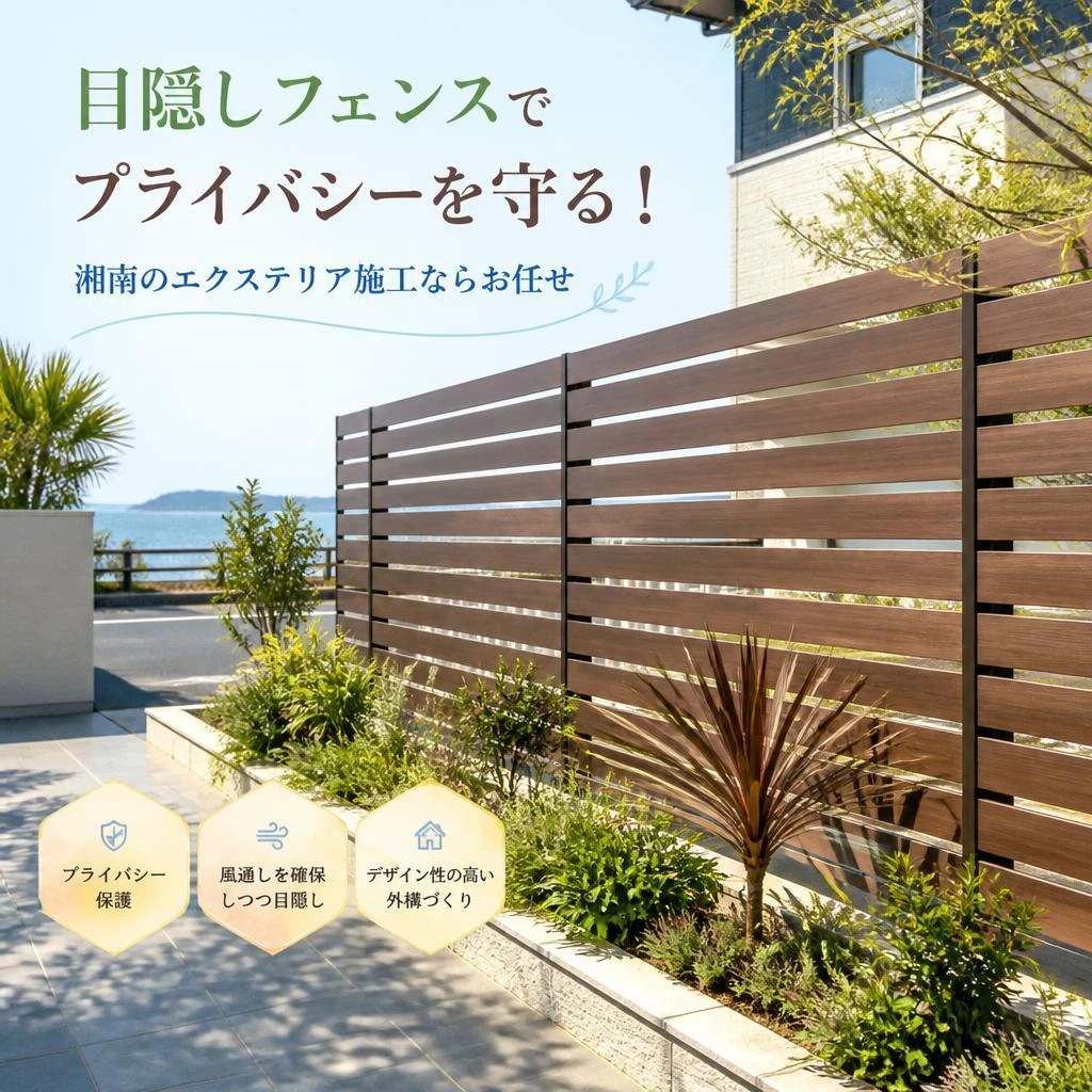 目隠しフェンスでプライバシーを守る！湘南のエクステリア施工ならお任せ